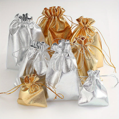 10-Piece Silver Gray Beaded Drawstring Jewelry Pouches