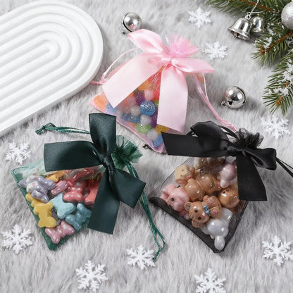 10PCS Organza Drawstring Gift Bag Set with Bowknot