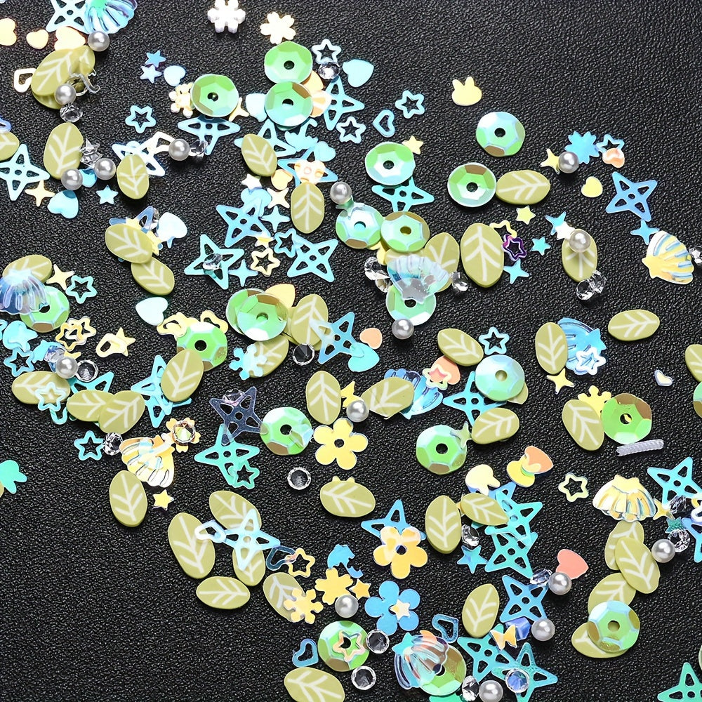 10g Green Pearlescent Bead & Sequin Mix