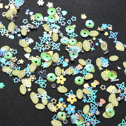 10g Green Pearlescent Bead & Sequin Mix