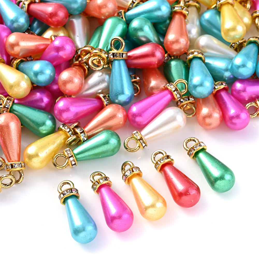 Multicolor Acrylic Imitation Pearl Waterdrop Charms