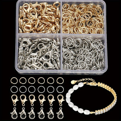 500-Piece Gold and Silver Lobster Clasp & Jump Ring Set