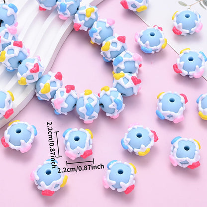 Painted Acrylic Round Beads