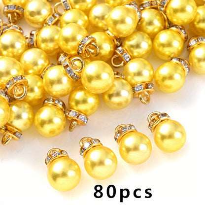Rhinestone Imitation Pearl Charms