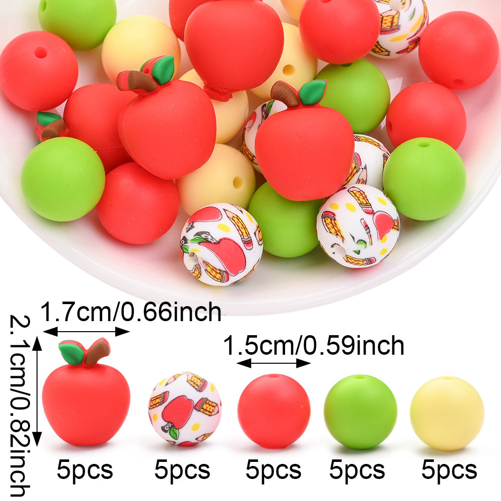 25PCS Fruit Collection Silicone Bead Set