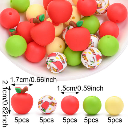 25PCS Fruit Collection Silicone Bead Set