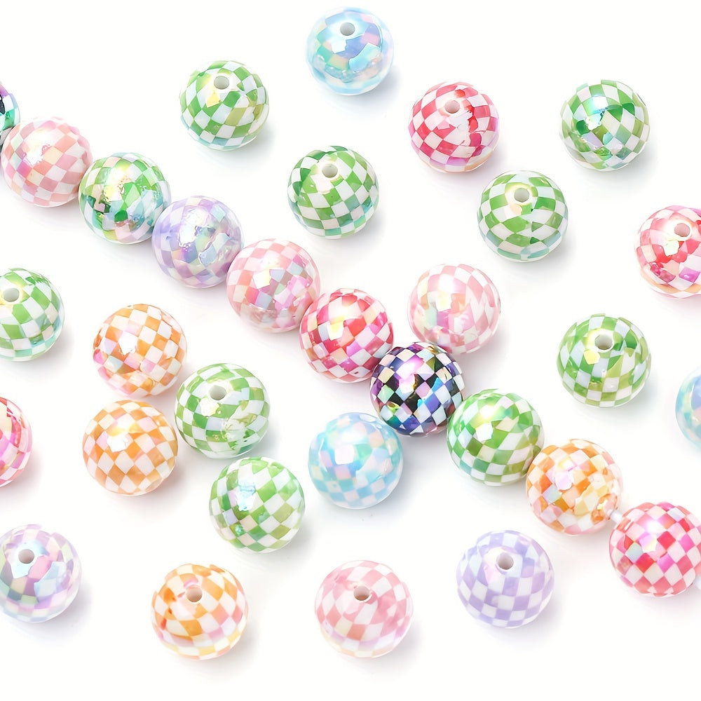AB Checkered Acrylic Spacer Beads