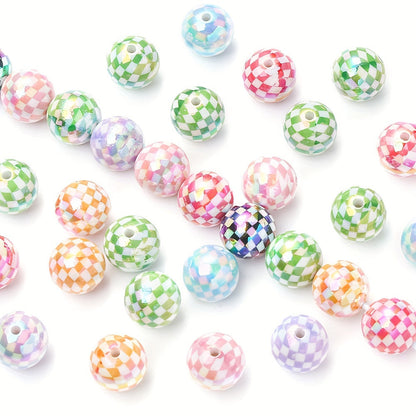 AB Checkered Acrylic Spacer Beads