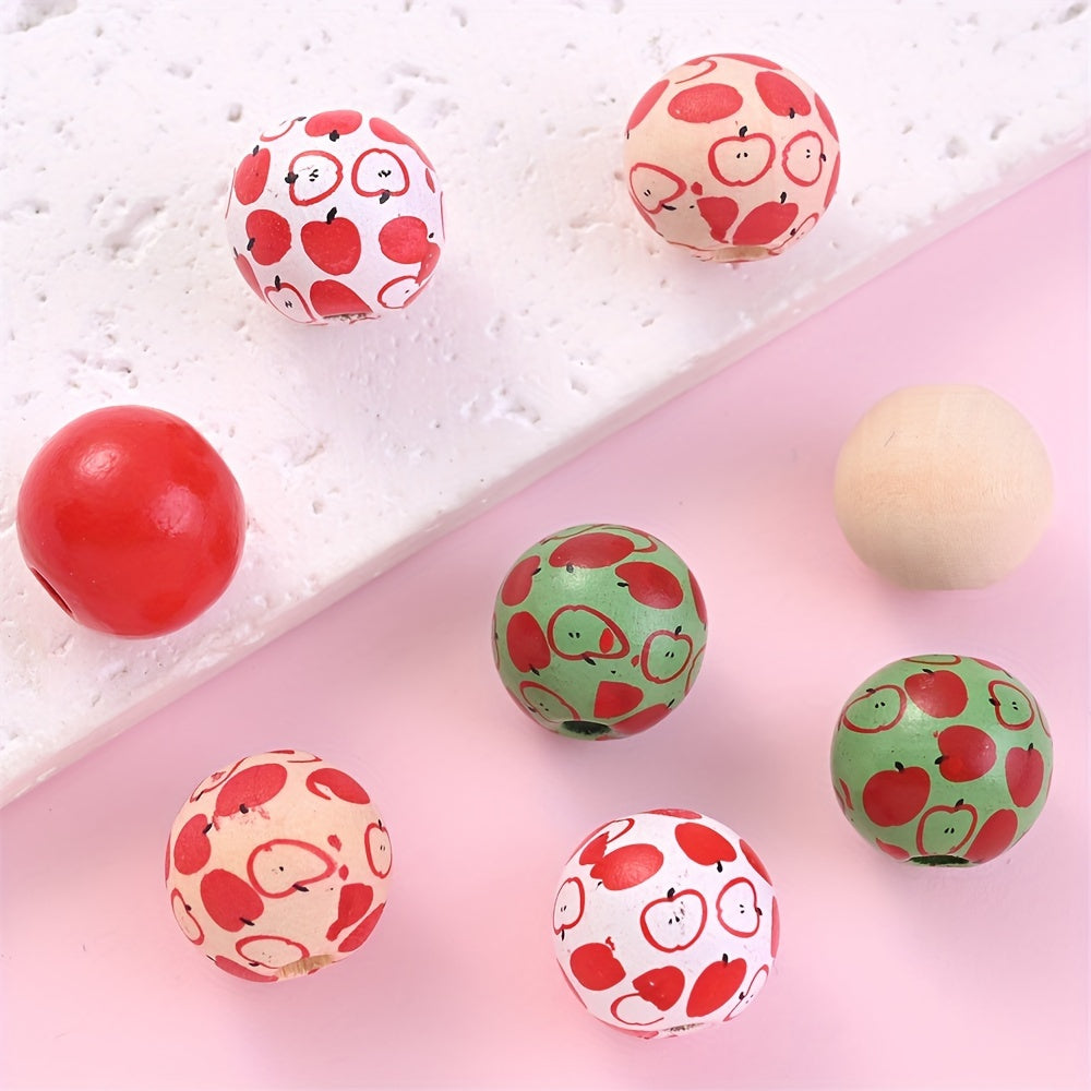 Apple Pattern Wooden Beads