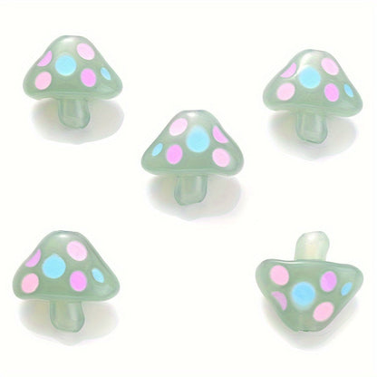 5PCS 17×19mm Luminous Mushroom Acrylic Bead Set
