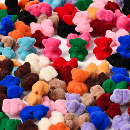 Flocked Bear Resin Beads