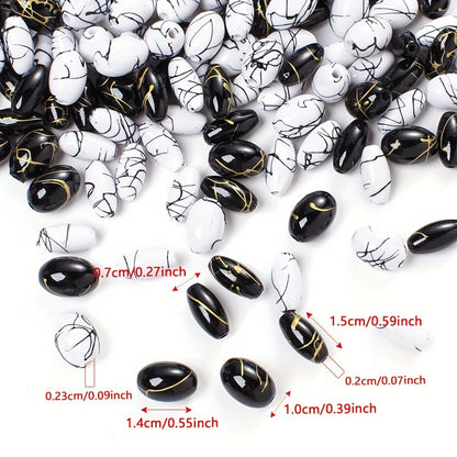Black Gold Silk Thread Acrylic Beads