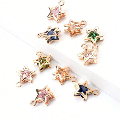 Rhinestone Star Copper Charms