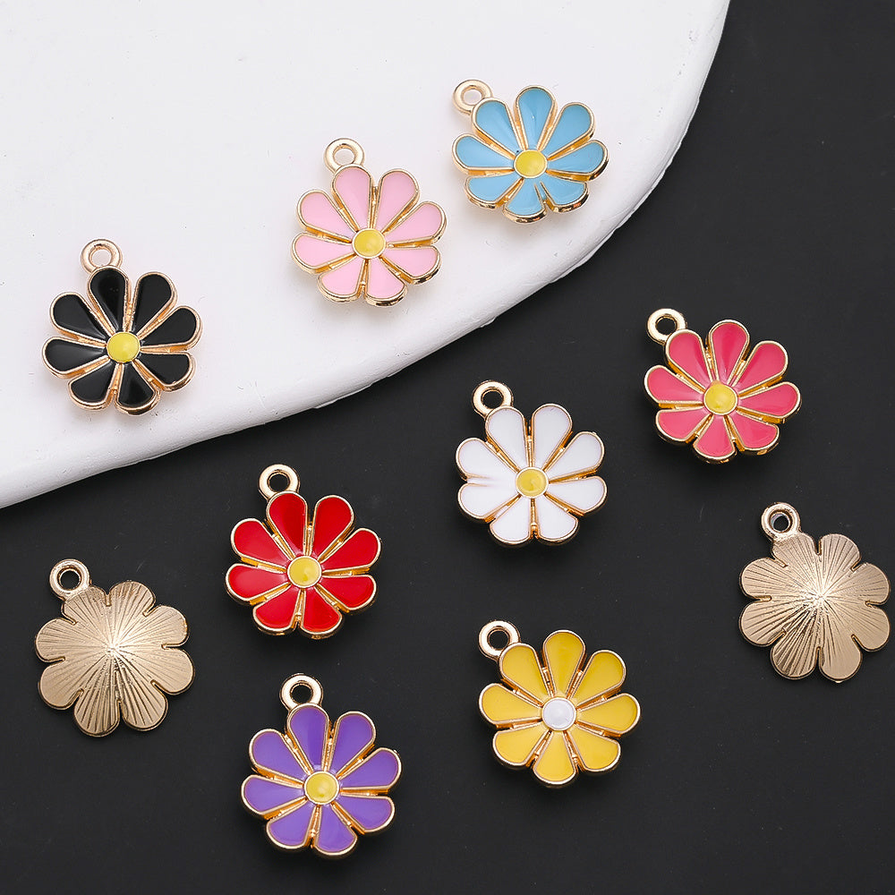 Color Block Daisy Enamel Charms