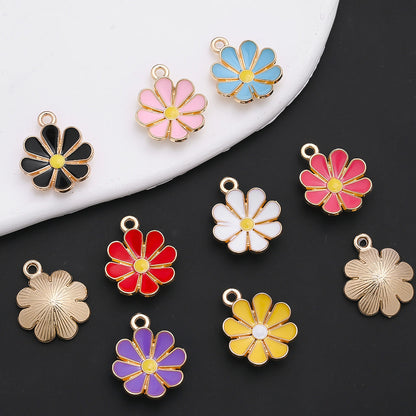 Color Block Daisy Enamel Charms