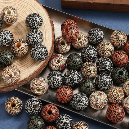 Patterned Wooden Large Hole Spacer Beads