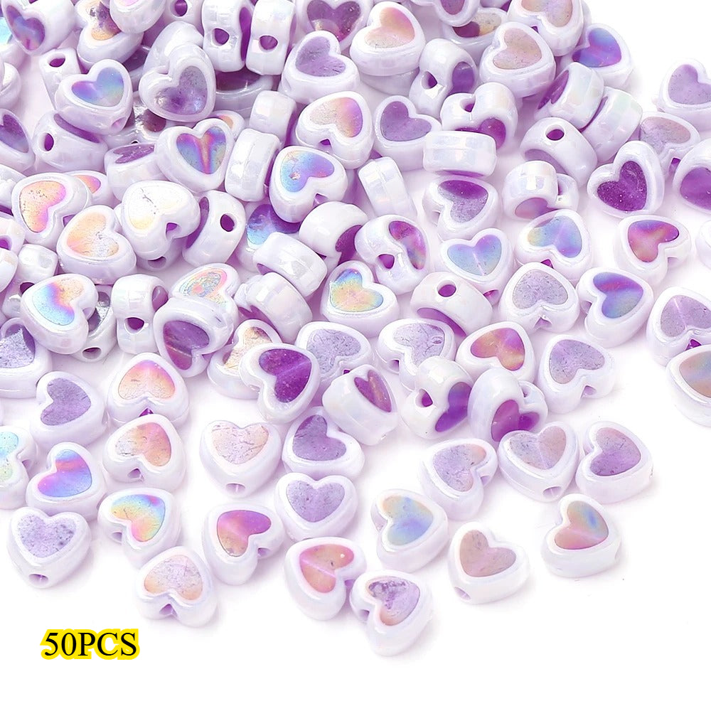 Shiny Heart Acrylic Spacer Beads
