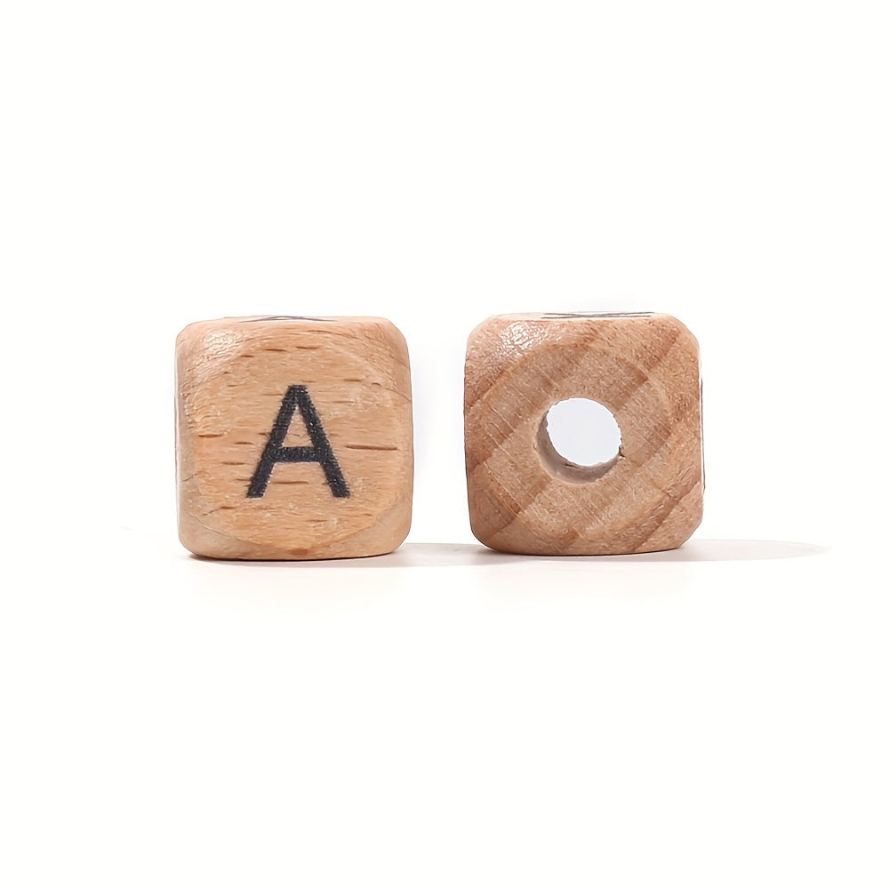 10-Piece 12 mm Square Alphabet Letter Wooden Beads