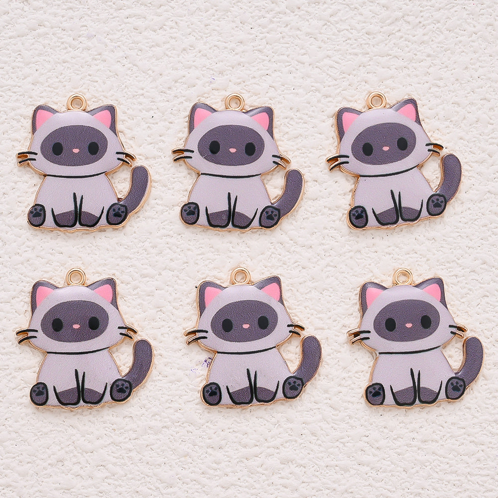 Enamel Cat Pendant Charms