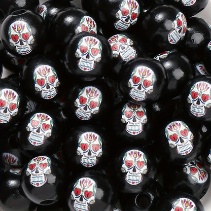 Halloween Skull Wooden Spacer Beads