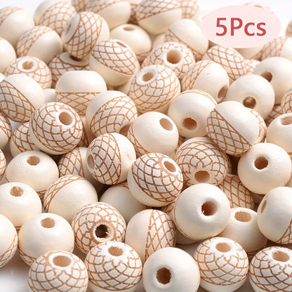 Mesh Round Wood Spacer Beads