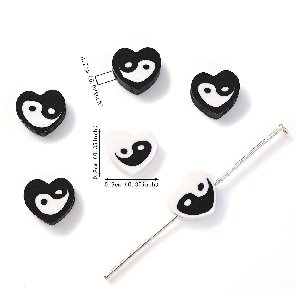 Black and White Tai Chi Polymer Clay Beads