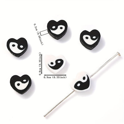 Black and White Tai Chi Polymer Clay Beads
