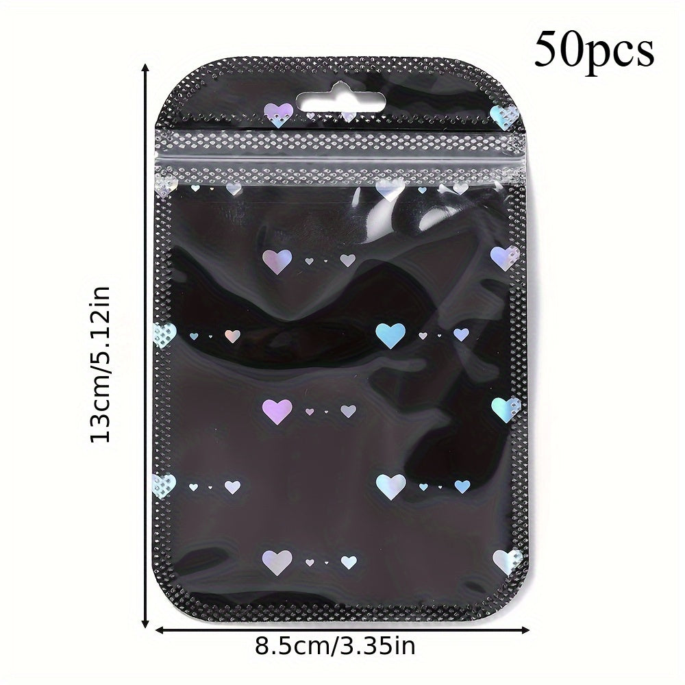 50-Piece Black & White Heart Jewelry Gift Bags