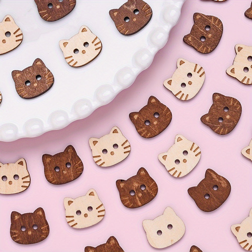 Kitten Wooden Buttons