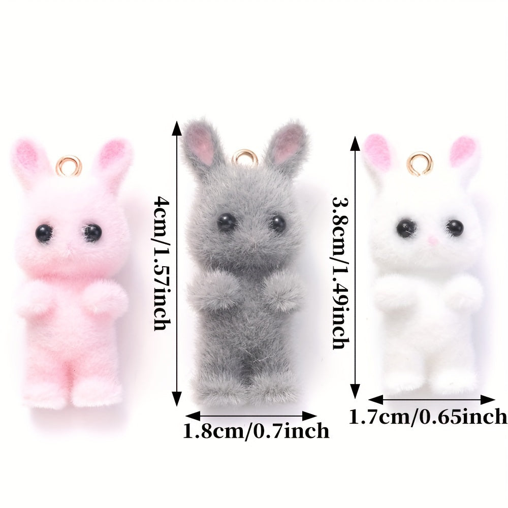 2PCS Plush Rabbit Cartoon Resin Pendant Set