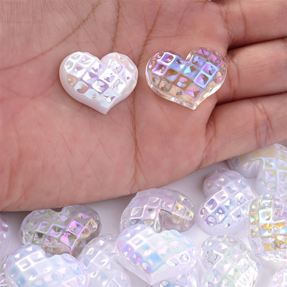 Transparent White Heart Flatback Embellishments