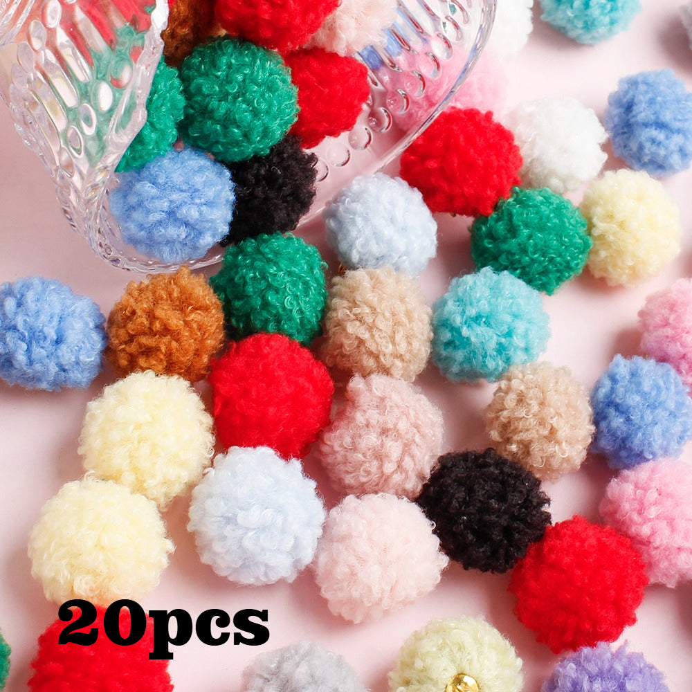 20PCS 20mm Fluffy Pom Pom Pendant Set