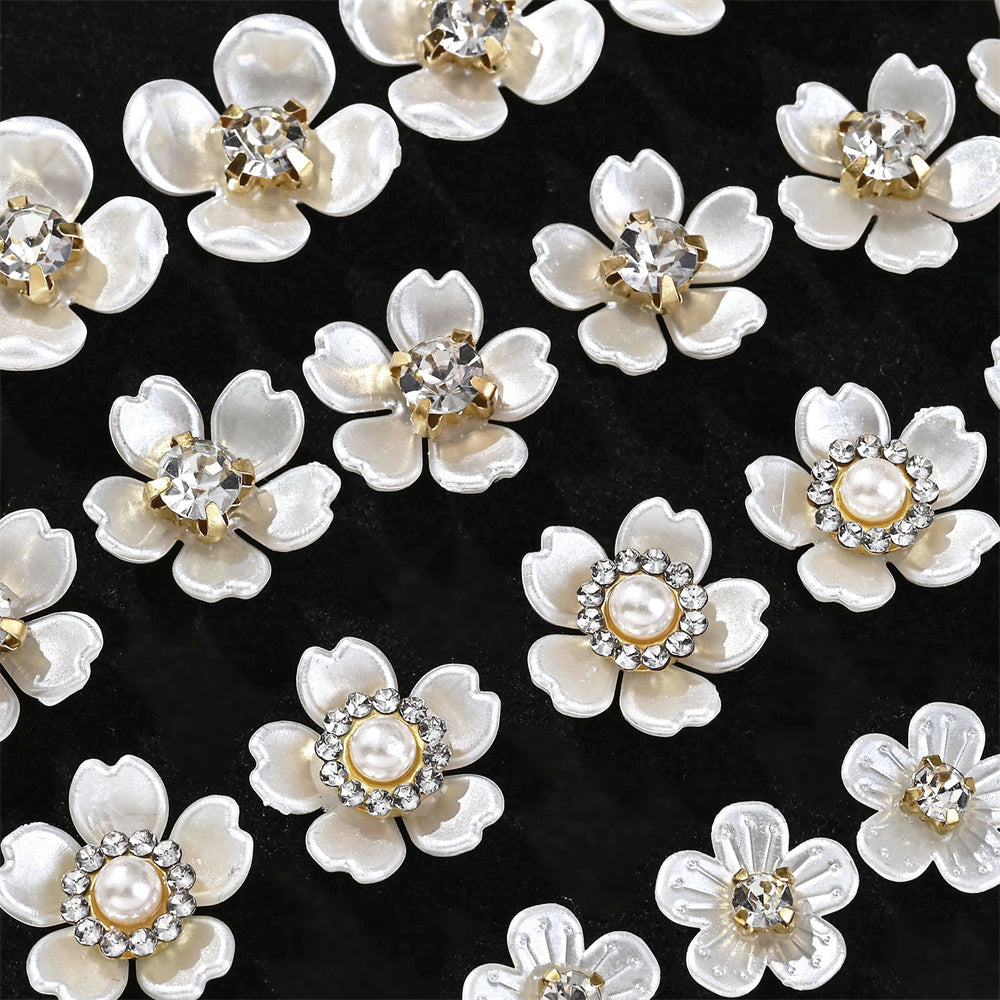 White Rhinestone Five-Petal Flower Patches