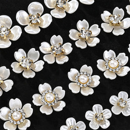 White Rhinestone Five-Petal Flower Patches