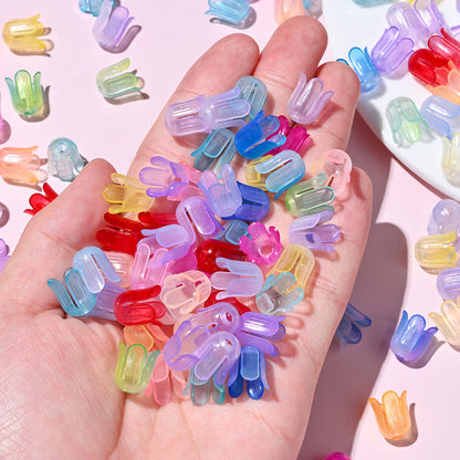 2026 New Arrival 10×11mm Gradient Flower Acrylic Bead Caps