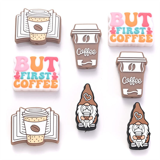 [Coffee-Themed Bead Set] 20/83pcs Durable Silicone Coffee-Themed Bead