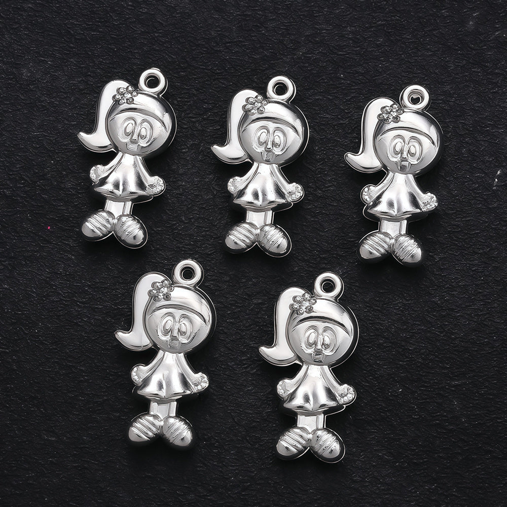 20PCS Gold & Silver CCB 3D Cartoon Boy & Girl Pendants