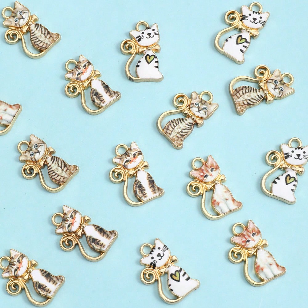 Colorful Cat Alloy Enamel Charms