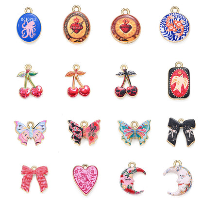 16PCS Color Printed Zinc Alloy Pendant Set