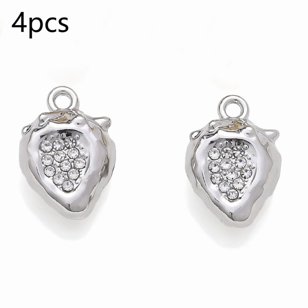Strawberry Rhinestone Metal Pendant Charms