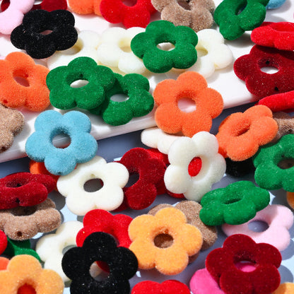 Flocked Flower Resin Beads