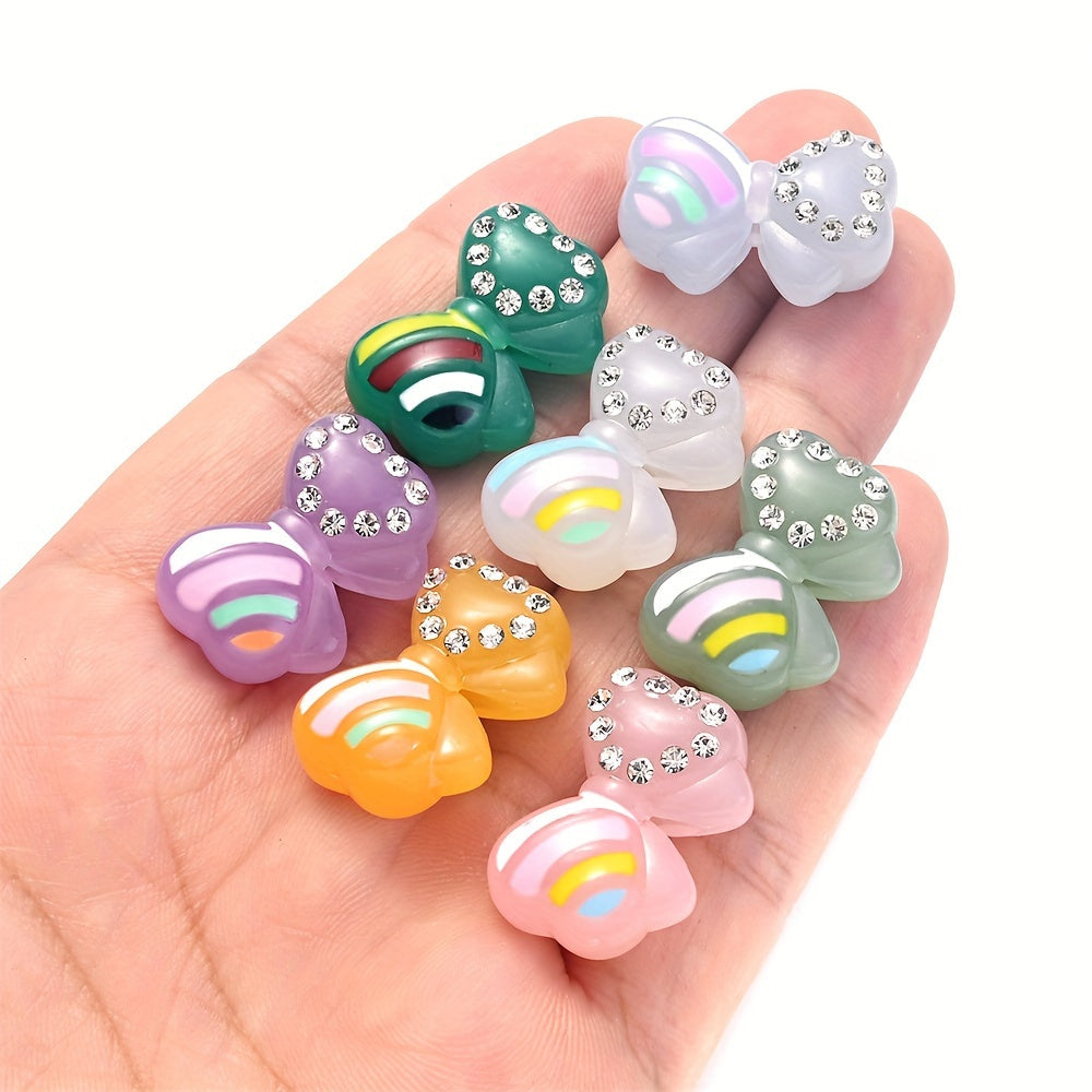 5PCS 16×24mm Luminous Bow Acrylic Bead Set