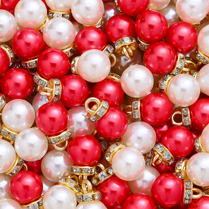 Mix Red Rhinestone Acrylic Charm Beads