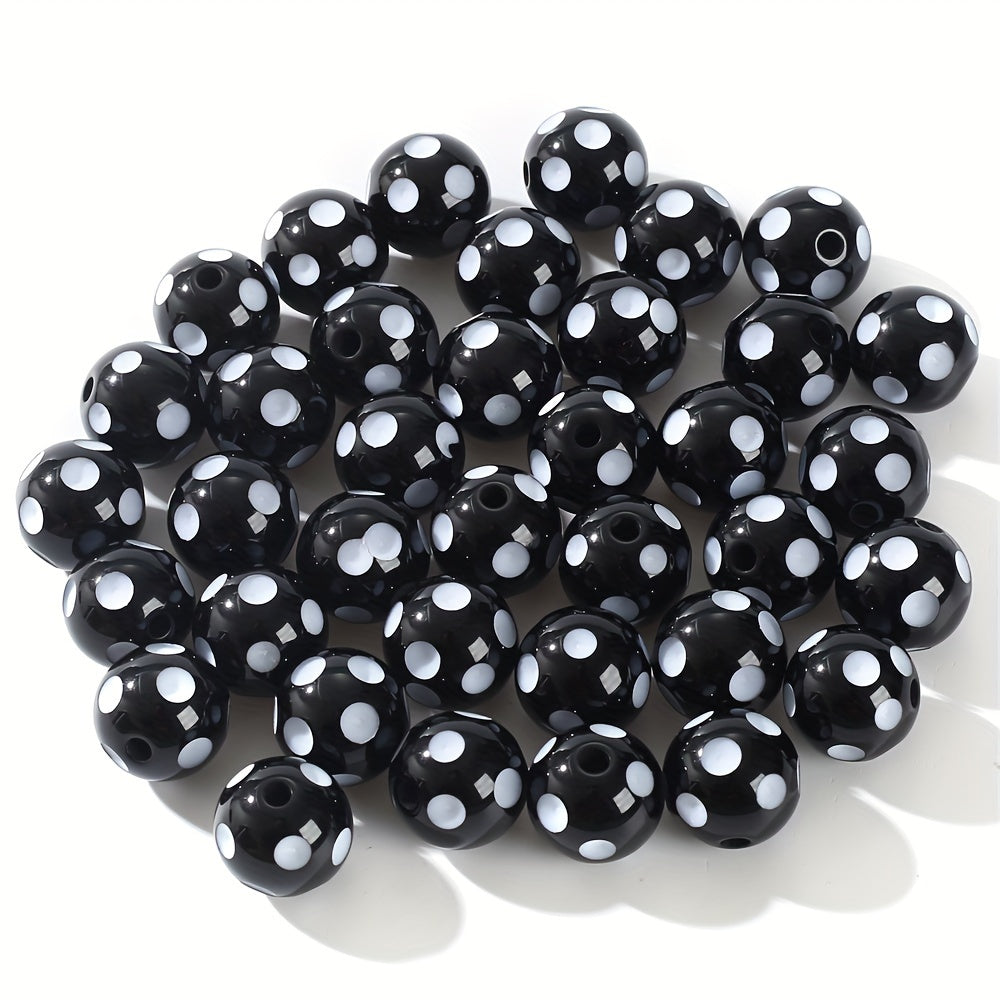 10PCS 16mm Multicolor Resin White Dot Bead Set