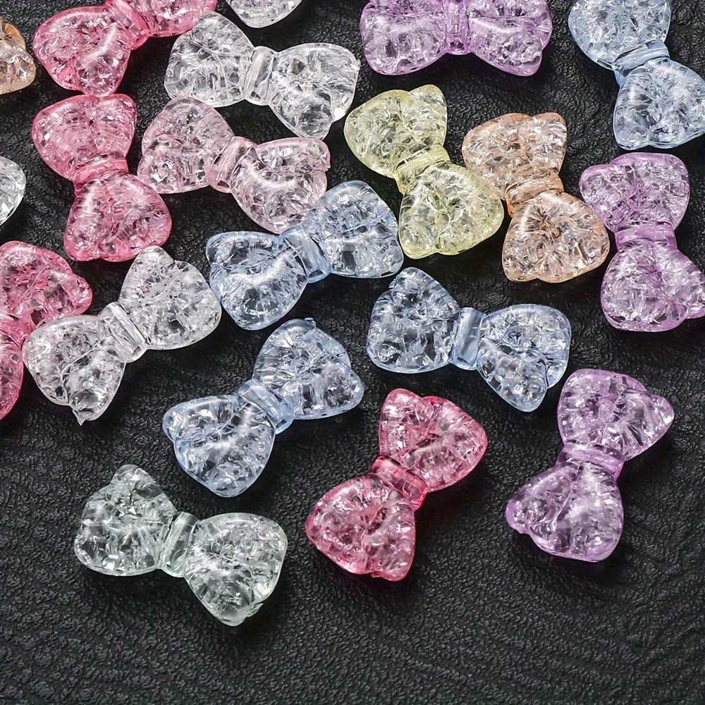 10PCS 16×29mm Vibrant Cracked Bow Acrylic Bead Set