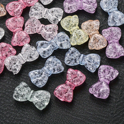 10PCS 16×29mm Vibrant Cracked Bow Acrylic Bead Set
