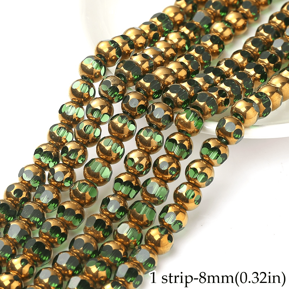 1/3strip 8-Faceted Synthetic Crystal Glass Bead, Random Color Flat Round