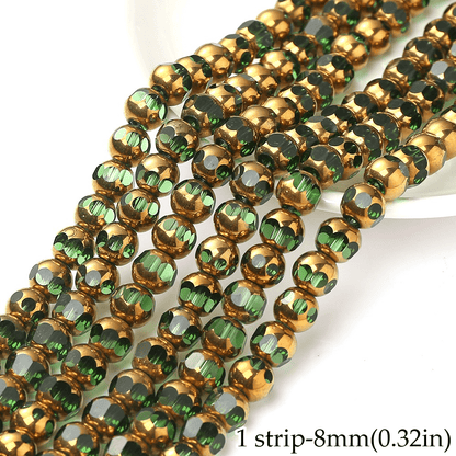 1/3strip 8-Faceted Synthetic Crystal Glass Bead, Random Color Flat Round