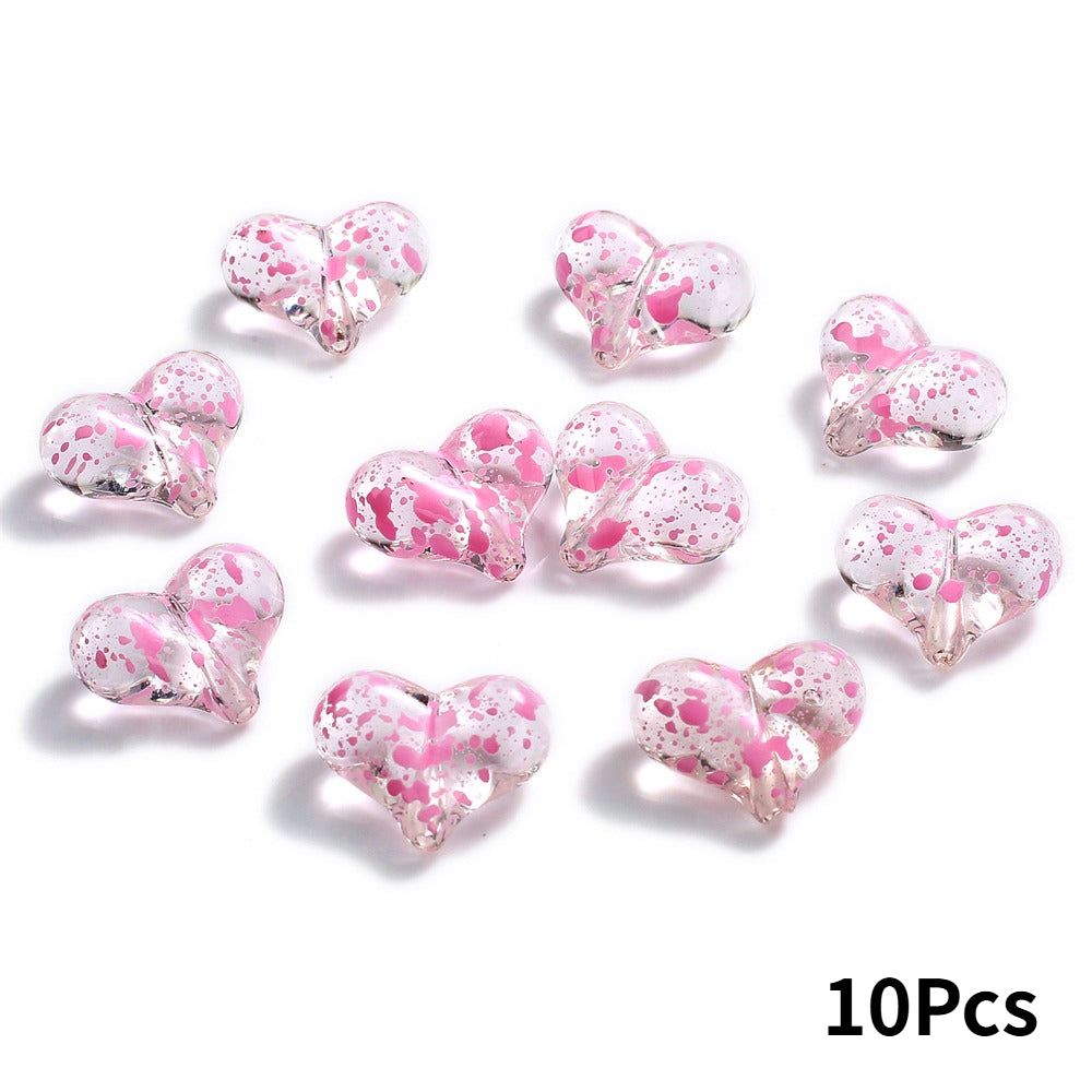 Starry Sky Heart Acrylic Beads