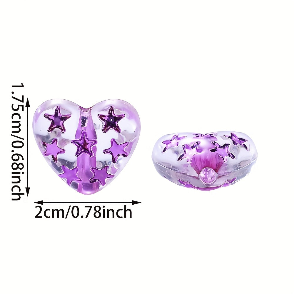 Frosted Heart Star Beads